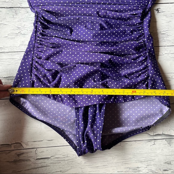 Miraclesuit Purple Polka Dot One Piece Swimsuit Size 8 - Picture 11 of 12